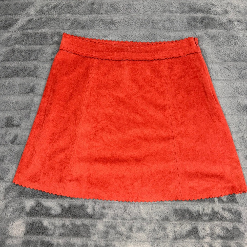 Altard State Faux Suede Scalloped Mini Skirt Rust Orange A-Line HF19H102 Large